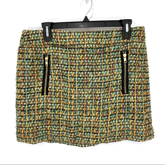 J.Crew Green Tweed Miniskirt - Picture 2 of 7